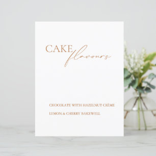 Minimalistische Tortenaromen-Hochzeitsschild