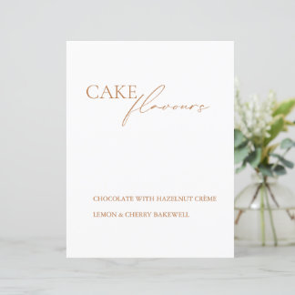 Minimalistische Tortenaromen-Hochzeitsschild