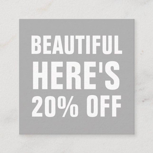 Minimalistische trendige, moderne Grau Rabattkarte (Vorderseite)