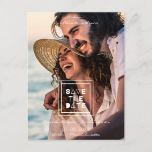 Minimalistische Trendy Romantic Foto Couple Weddin Postkarte