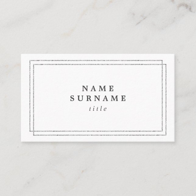 Minimalistische Trendy silberne SocialMedia Visitenkarte (Vorderseite)