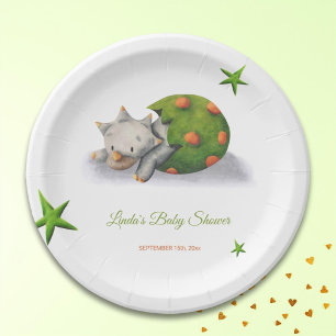 Minimalistische Triceratops Dinosaur Kinderdusche Pappteller