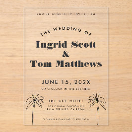 Minimalistische Tropenhochzeit Acryleinladungen