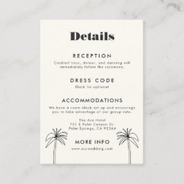 Minimalistische Tropenhochzeit Begleitkarte