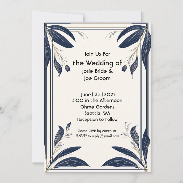 Minimalistische Tropenhochzeit Einladung (Vorderseite)