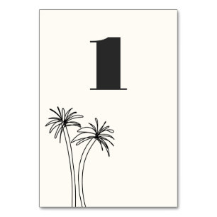 Minimalistische Tropenhochzeit Tischnummer