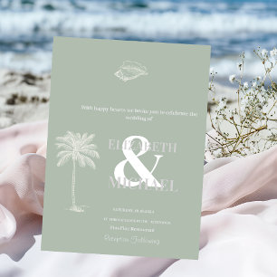 Minimalistische tropische Hochzeit Mintgrün Einladung