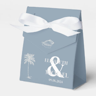 Minimalistische tropische Hochzeit Staubblau Geschenkschachtel