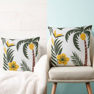 Minimalistische tropische Palme und Blumenmuster Kissen