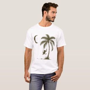 Minimalistische tropische Szene mit Affen auf Swin T-Shirt