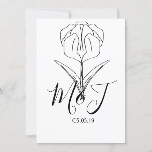 Minimalistische Tulpen-Blumen-Botanik-Hochzeit Einladung