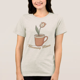 Minimalistische Tulpen-Blumen-Kaffeetasse Benutzer Tri-Blend Shirt