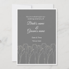 Minimalistische Tulpen-Linienkunst-Hochzeitseinlad Einladung