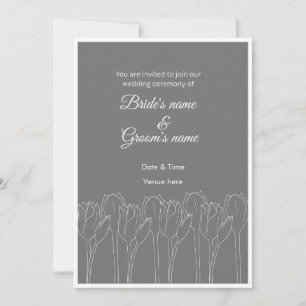Minimalistische Tulpen-Linienkunst-Hochzeitseinlad Einladung
