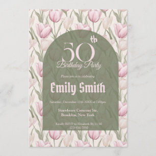 Minimalistische Tulpen-Themen Geburtstagsfeier Einladung