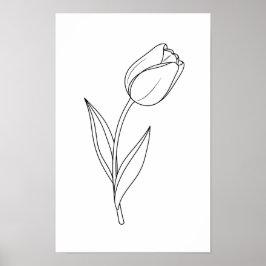 Minimalistische Tulpenliniendrawing Poster