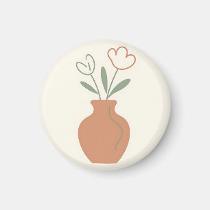 Minimalistische Tulpenvase Linienkunst Magnet