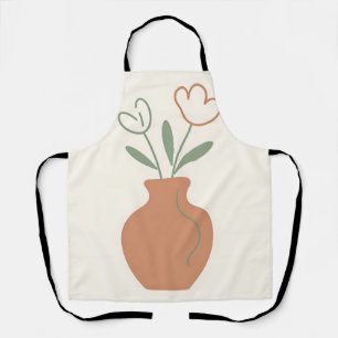 Minimalistische Tulpenvase Linienkunst Schürze