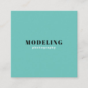 Minimalistische Türkis & Weiße Model-Fotografie Quadratische Visitenkarte