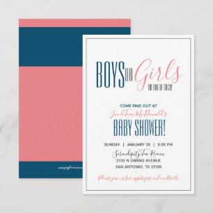 Minimalistische Twin GENDER REVEAL Dusche NAVY & C Einladung