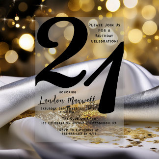 Minimalistische Typografie 21. 21. Geburtstags-Par Acryleinladungen