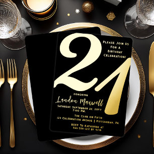 Minimalistische Typografie 21 21. Geburtstagsfeier Folieneinladung