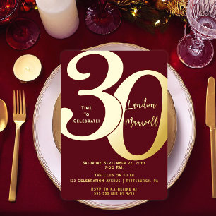 Minimalistische Typografie 30. 30. Geburtstags-Par Folieneinladung