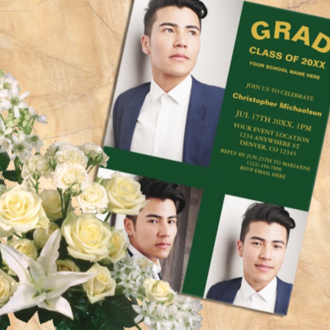 Minimalistische Typografie 3 Foto Abschluss Acryleinladungen (Von Creator hochgeladen)