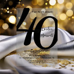 Minimalistische Typografie 40. 40. Geburtstags-Par Acryleinladungen<br><div class="desc">Einfach,  minimalistisch und so elegant und elegant,  diese "40" Typografie 40. Geburtstag Einladung ist sicher,  die anspruchsvollsten Empfänger zufrieden zu stellen. Für das Party des Jahres gibt es keinen besseren Weg zu sagen: "Lasst uns feiern!"</div>