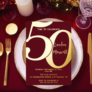 Minimalistische Typografie 50 50. Geburtstagsparte Folieneinladung