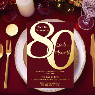 Minimalistische Typografie 80 80. Geburtstagsparte Folieneinladung