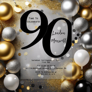Minimalistische Typografie 90 90. Geburtstagsparte Acryleinladungen