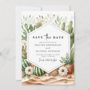 Minimalistische Typografie Cactus Wedding Save The Date