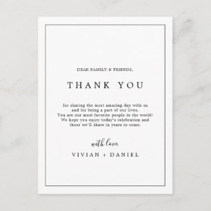 Minimalistische Typografie Dankeschön-Empfangskart Postkarte