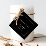 Minimalistische Typografie | Dark Black Danke Geschenkanhänger<br><div class="desc">Diese minimalistische Typografie dunkelschwarz danke Ihnen favorisieren Tags sind perfekt für eine einfache Hochzeit. Das moderne romantische Design besticht durch klassische schwarz-weiße Typografie. Anpassbar in jeder Farbe. Behalt das Design einfach und elegant, wie es ist, oder personalisiere es durch Hinzufügen von eigenen Grafiken und Kunstwerken. Passen Sie diese Tags mit...</div>