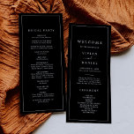 Minimalistische Typografie | Dark Black Wedding Pr Programm<br><div class="desc">Dieses minimalistische Typografie dunkelschwarze Hochzeitsprogramm ist perfekt für eine einfache Hochzeit. Das moderne romantische Design besticht durch klassische schwarz-weiße Typografie. Anpassbar in jeder Farbe. Behalt das Design einfach und elegant, wie es ist, oder personalisiere es durch Hinzufügen von eigenen Grafiken und Kunstwerken. Geben Sie den Namen der Braut und des...</div>