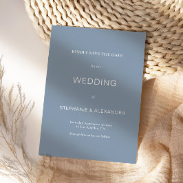 Minimalistische Typografie Dusty Blue Wedding Save The Date