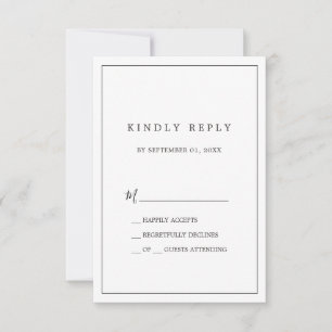 Minimalistische Typografie Einfache RSVP-Karte RSVP Karte
