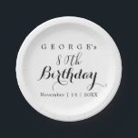 Minimalistische Typografie Geburtstagsgestaltung Pappteller<br><div class="desc">Feiern Sie stilvoll mit unserem individuell gestaltbaren Geburtstagsgestalterdesign und einem eleganten, minimalistischen typografischen Layout. Schneiden Sie das Design mit jedem Namen und Jahr, sodass es perfekt für die Personalisierung Ihres besonderen Anlasses. Dieser elegante Ansatz funktioniert sowohl für Männer als auch für Frauen wunderbar und sorgt dafür, dass sich jeder gefeiert...</div>