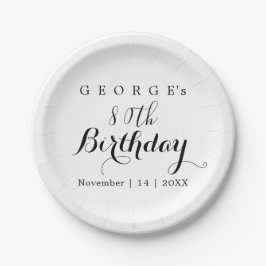 Minimalistische Typografie Geburtstagsgestaltung Pappteller