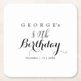 Minimalistische Typografie Geburtstagsgestaltung Rechteckiger Pappuntersetzer