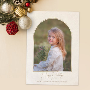 Minimalistische Typografie Gold Arch Holiday Foto Feiertagskarte