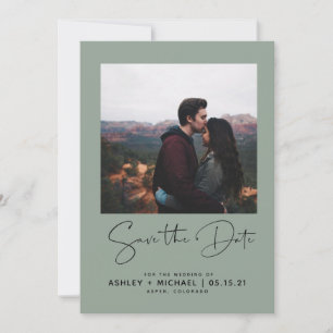 Minimalistische Typografie Grünes Foto Save the Da Date