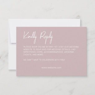 Minimalistische Typografie Helle Rose RSVP Karte