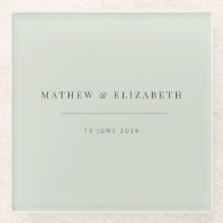 Minimalistische Typografie-Hochzeit | Blasses Sal Glasuntersetzer