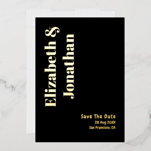 Minimalistische Typografie-Hochzeit rettet das Dat Folieneinladung (Briefumschlag)