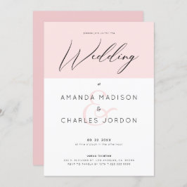 Minimalistische Typografie in Rosa und Weiß & Hoch Einladung