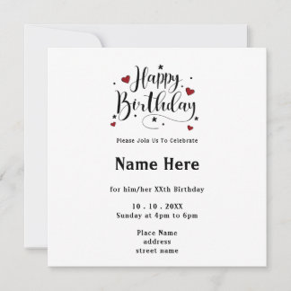 Minimalistische Typografie Kalligrafie Geburtstag Einladung