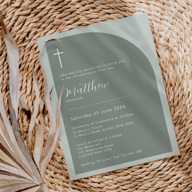 Minimalistische Typografie Kreuzschlingsertaufe Einladung (Von Creator hochgeladen)