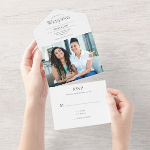 Minimalistische Typografie LGBTQ Foto Hochzeit All In One Einladung